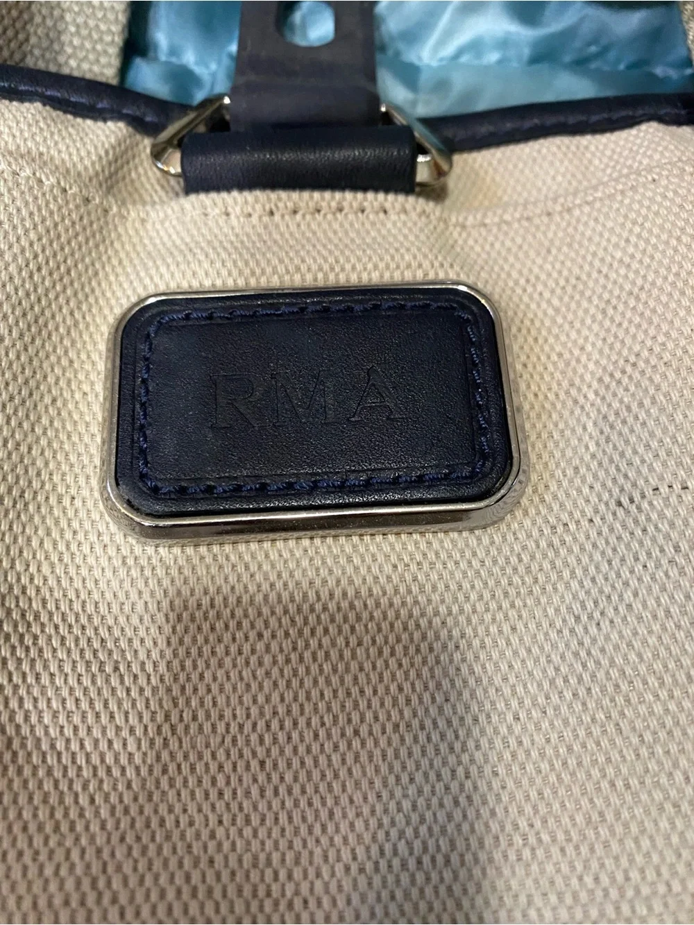 EUC Tumi X Orlebar Brown Canvas and Leather Travel Duffel Bag in Cream & Navy